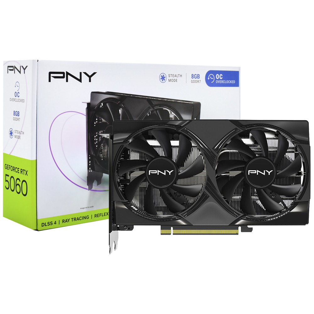 Placa de Vídeo PNY Stealth Mode OC 8GB GeForce RTX5060 GDDR7 - VCG50608DFXPB1-O