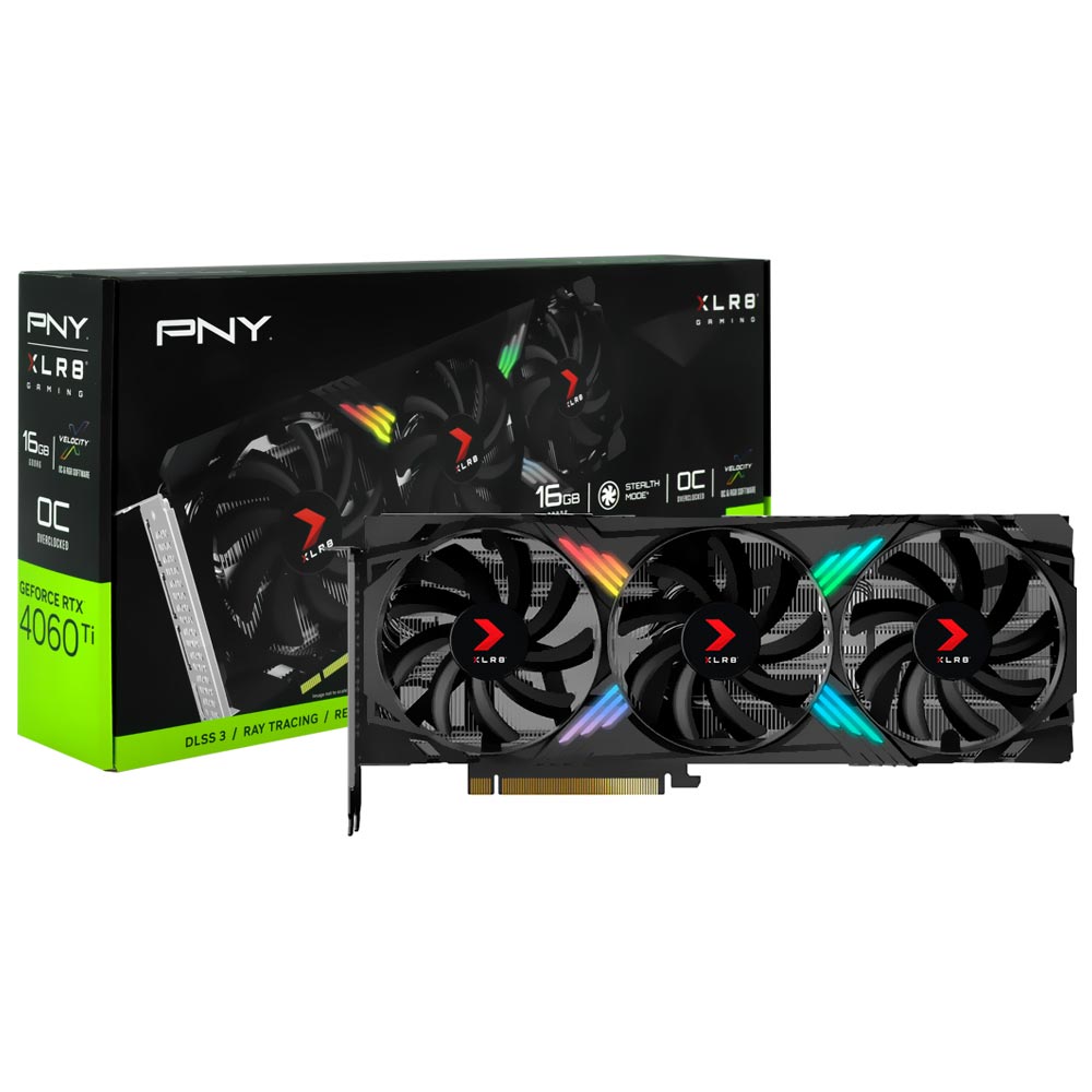 Placa de Vídeo PNY XLR8 Gaming Verto OC 16GB GeForce RTX4060TI GDDR6 - VCG4060T16TFXXPB1-O