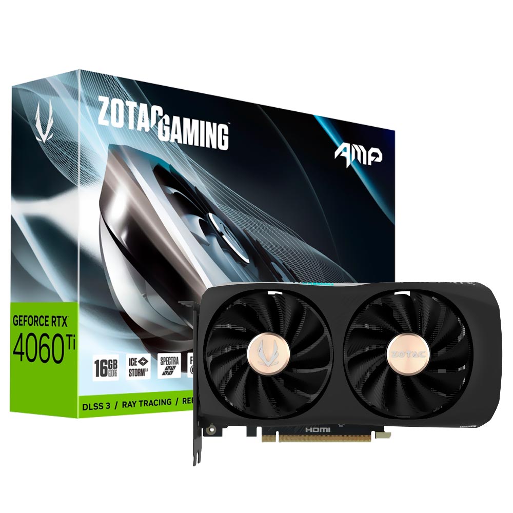 Placa de Vídeo Zotac Gaming AMP 16GB GeForce RTX4060TI GDDR6 - ZT-D40620F-10M