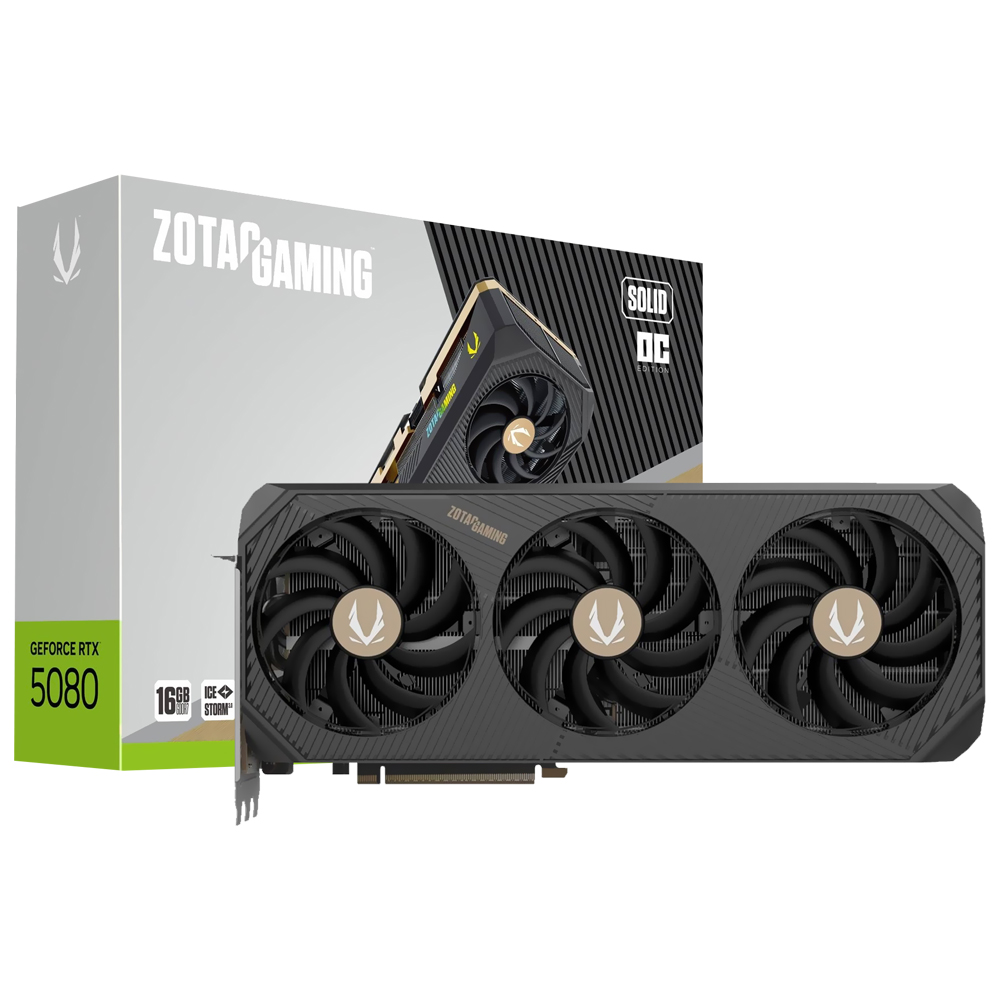 Placa de Vídeo Zotac Gaming OC Solid 16GB GeForce RTX5080 GDDR7 - ZT-B50800J-10P