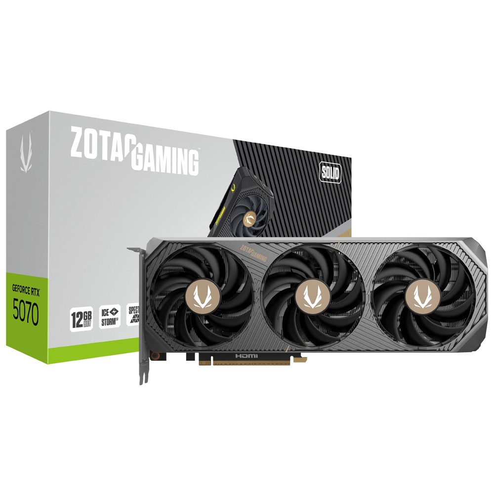 Placa de Vídeo Zotac Gaming Solid 12GB GeForce RTX5070 GDDR7 - ZT-B50700D-10P