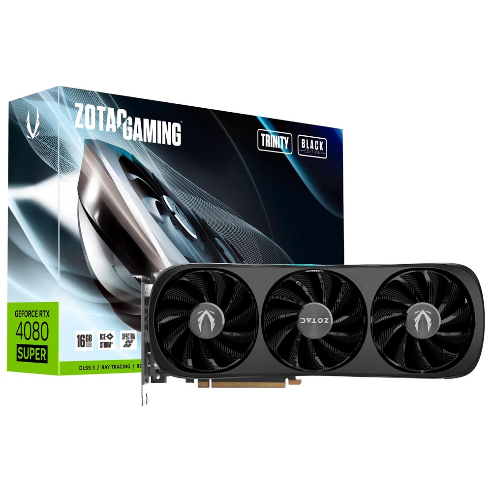 Placa de Vídeo Zotac Gaming Trinity Black ED 16GB GeForce RTX4080 SUPER GDDR6X - ZT-D40820D-10P