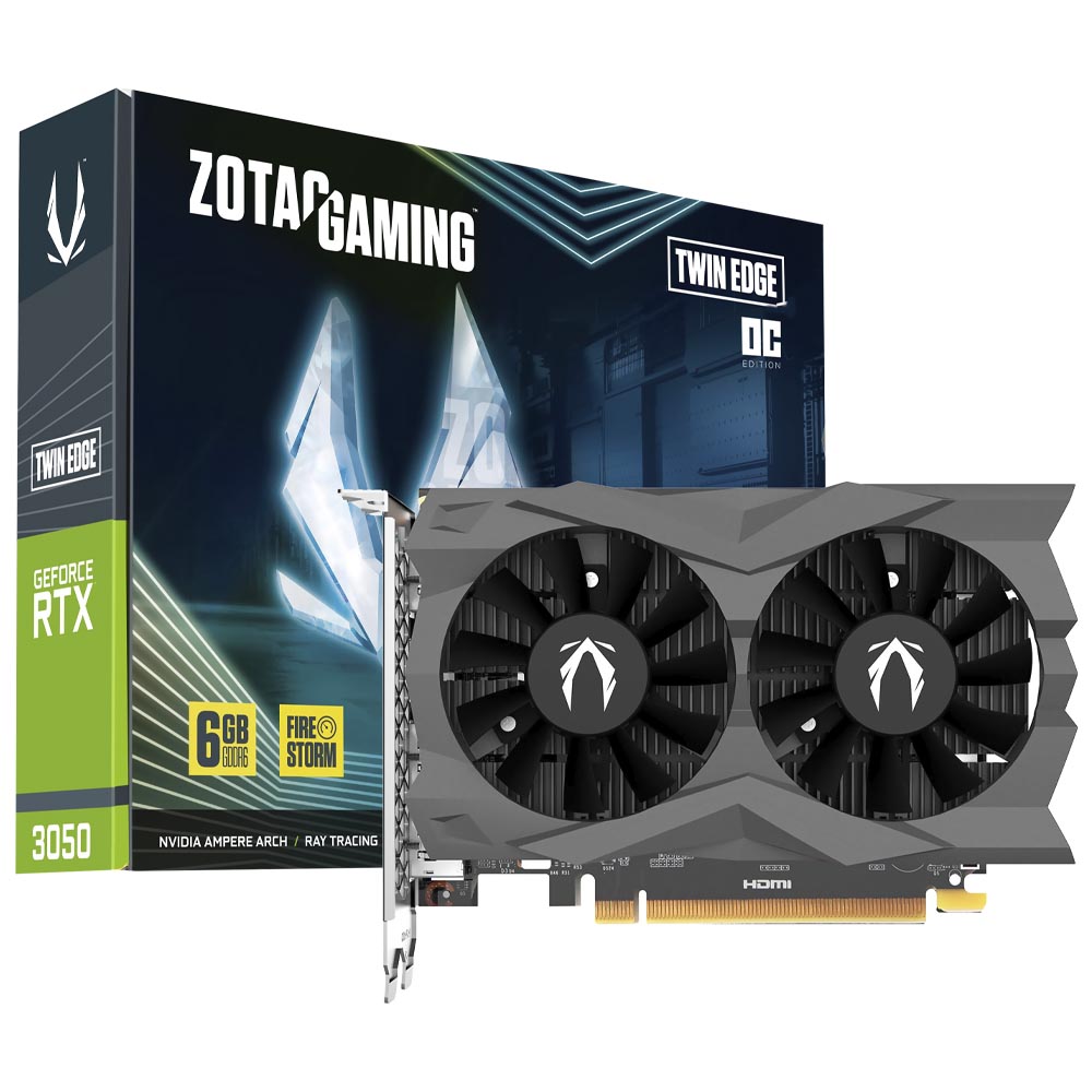 Placa de Vídeo Zotac Gaming Twin Edge OC 6GB GeForce RTX3050 GDDR6 - ZT-A30510H-10L