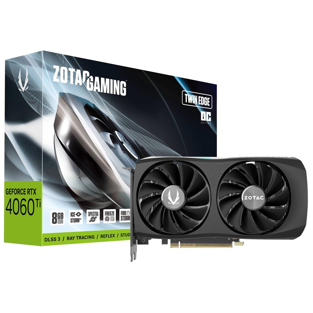 Placa de Vídeo Zotac Gaming Twin Edge OC 8GB GeForce RTX4060TI GDDR6 - ZT-D40610H-10M