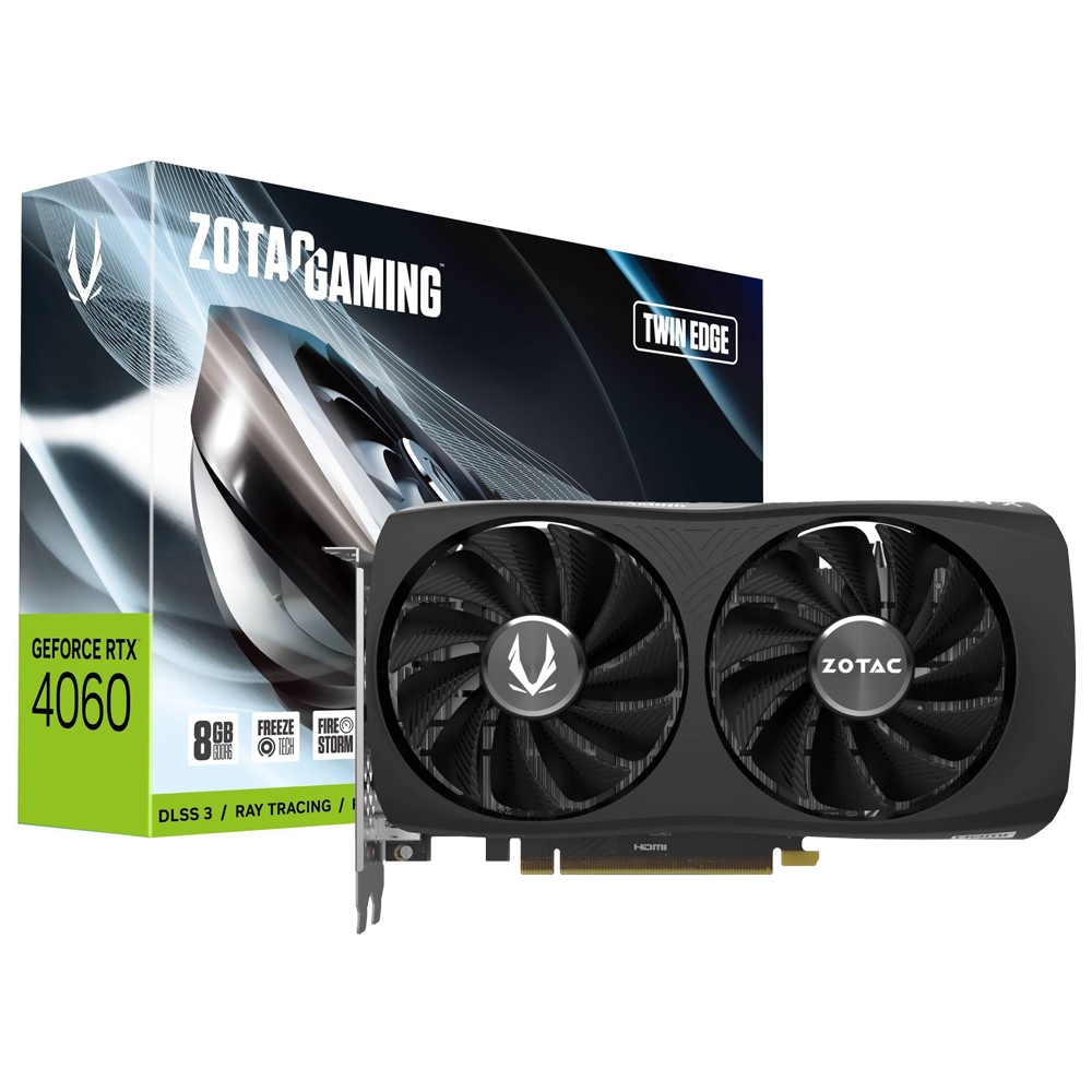 Placa de Vídeo Zotac Twin Edge Gaming 8GB GeForce RTX4060 GDDR6 - ZT-D40600E-10M