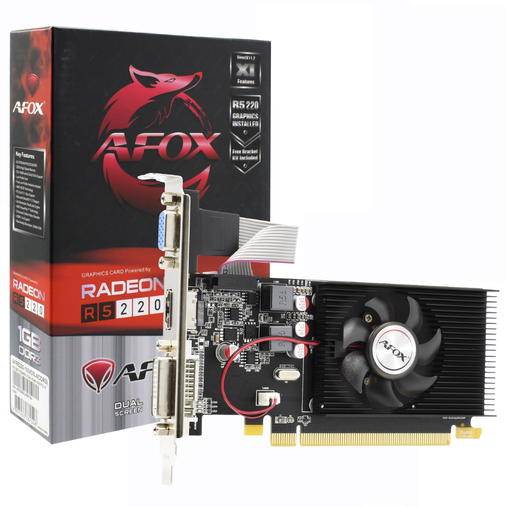 Placa de Vídeo AFOX 1GB Radeon R5-220 DDR3 - AFR5220-1024D3L4