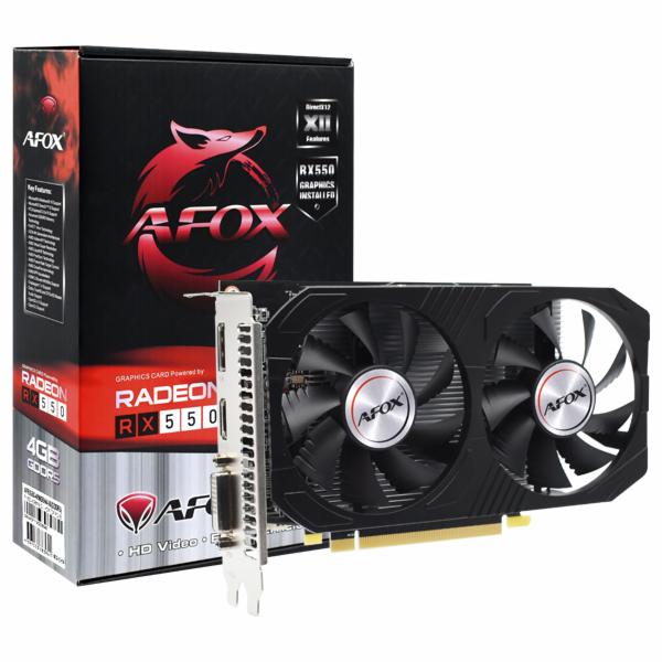 Placa de Vídeo AFOX 4GB Radeon RX 550 GDDR5 - AFRX550-4096D5H4-V6