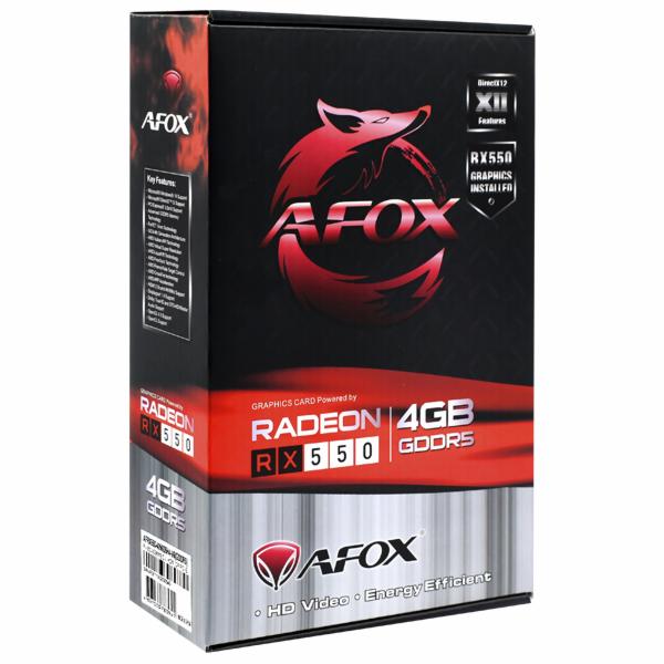 Placa de Vídeo AFOX 4GB Radeon RX 550 GDDR5 - AFRX550-4096D5H4-V6