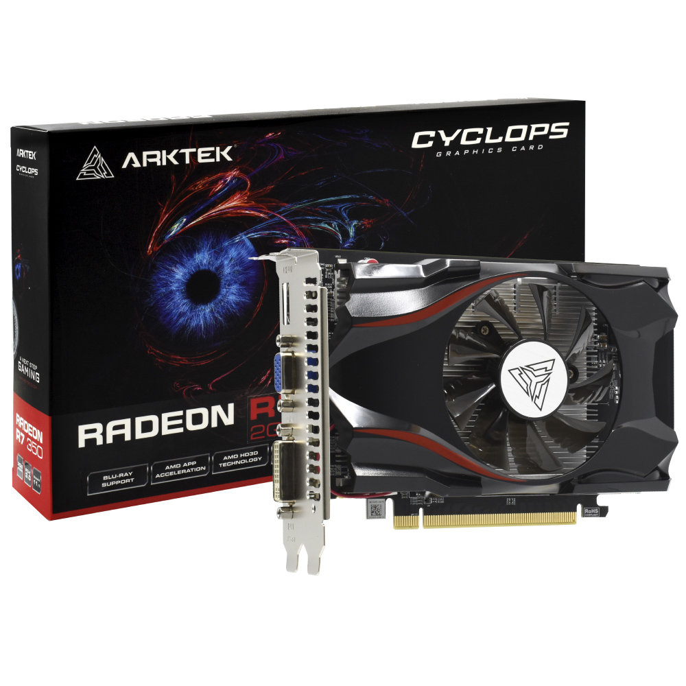 Placa de Vídeo Arktek Cyclops 2GB Radeon R7 350 GDDR5 - AKR350D5S2GH1