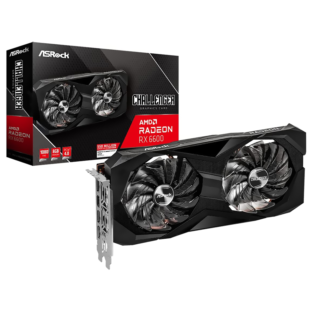 Placa de Vídeo ASRock Challenger 8GB Radeon RX6600 GDDR6 - 90-GA2RZZ-00UANH