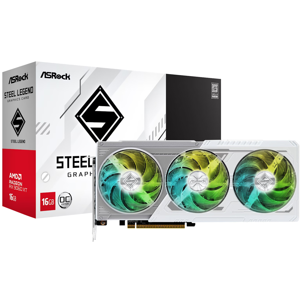 Placa de Vídeo ASRock OC Steel Legend 16GB Radeon RX9060 XT GDDR6 - 90-GA5JZZ-00UANZ