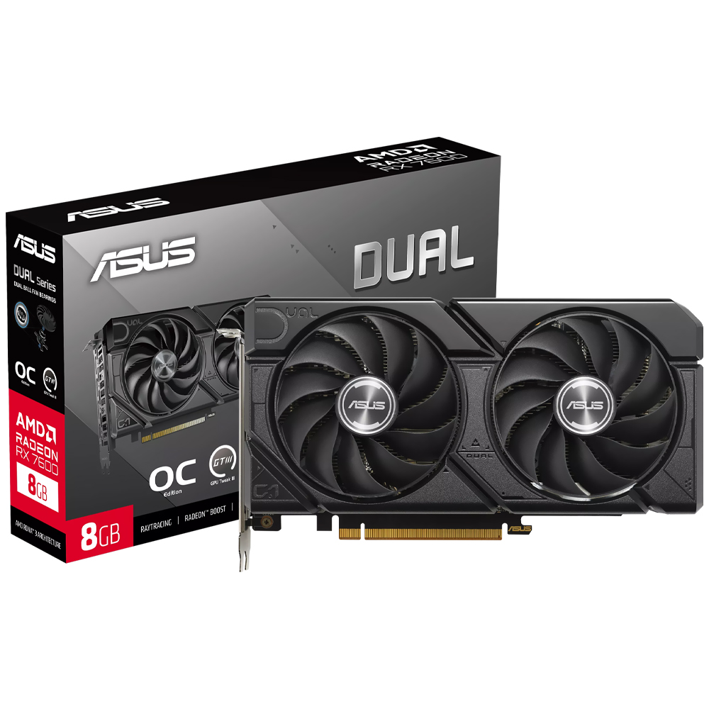 Placa de Video ASUS Dual EVO OC 8GB Radeon RX7600 GDDR6 - DUAL-RX7600-O8G-EVO