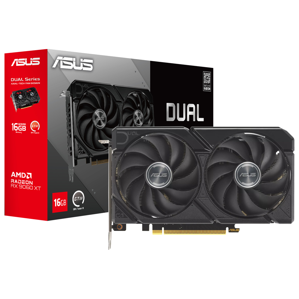 Placa de Vídeo ASUS Dual GTIII 16GB Radeon RX9060 XT GDDR6 - DUAL-RX9060XT-16G