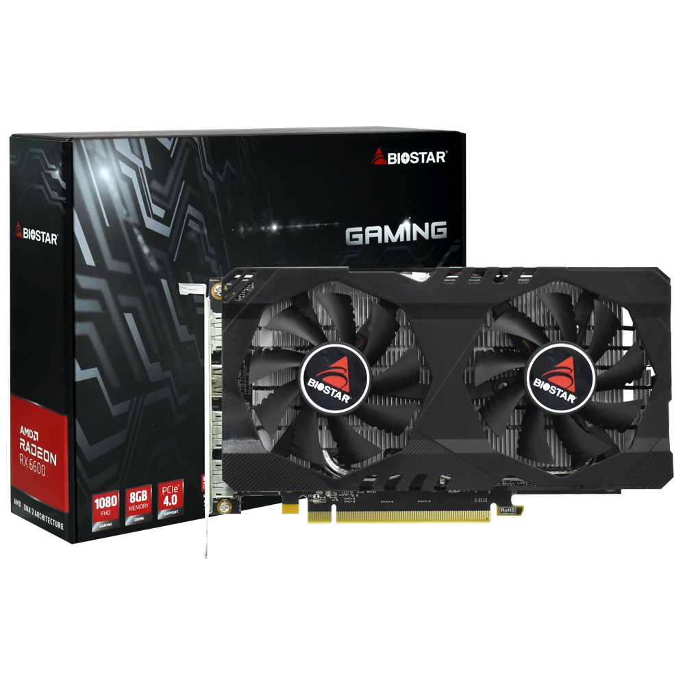 Placa de Vídeo Biostar Gaming 8GB Radeon RX6600 GDDR6 - VA6606RM81-TBMRH-BS2