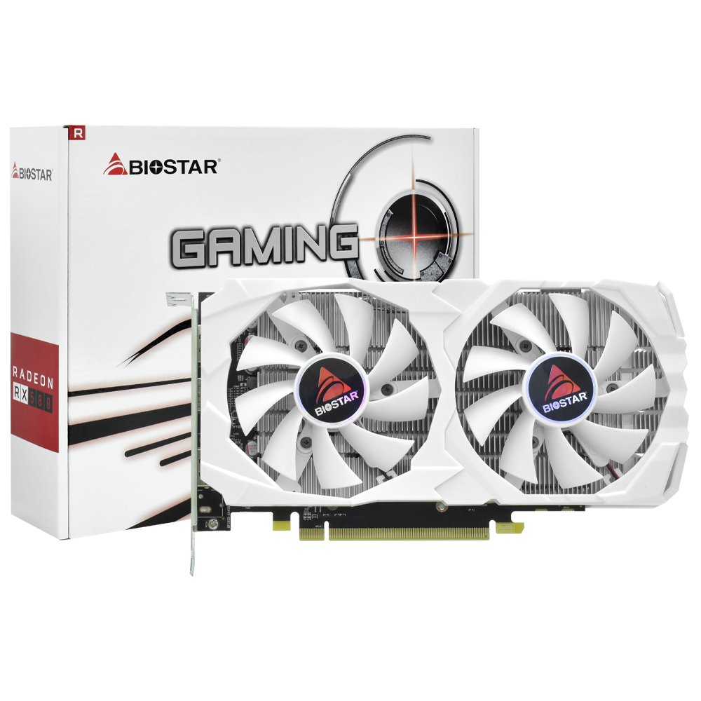 Placa de Vídeo Biostar Gaming White 8GB Radeon RX580 GDDR5 - VA5825RQ82-TBAF1-BS2