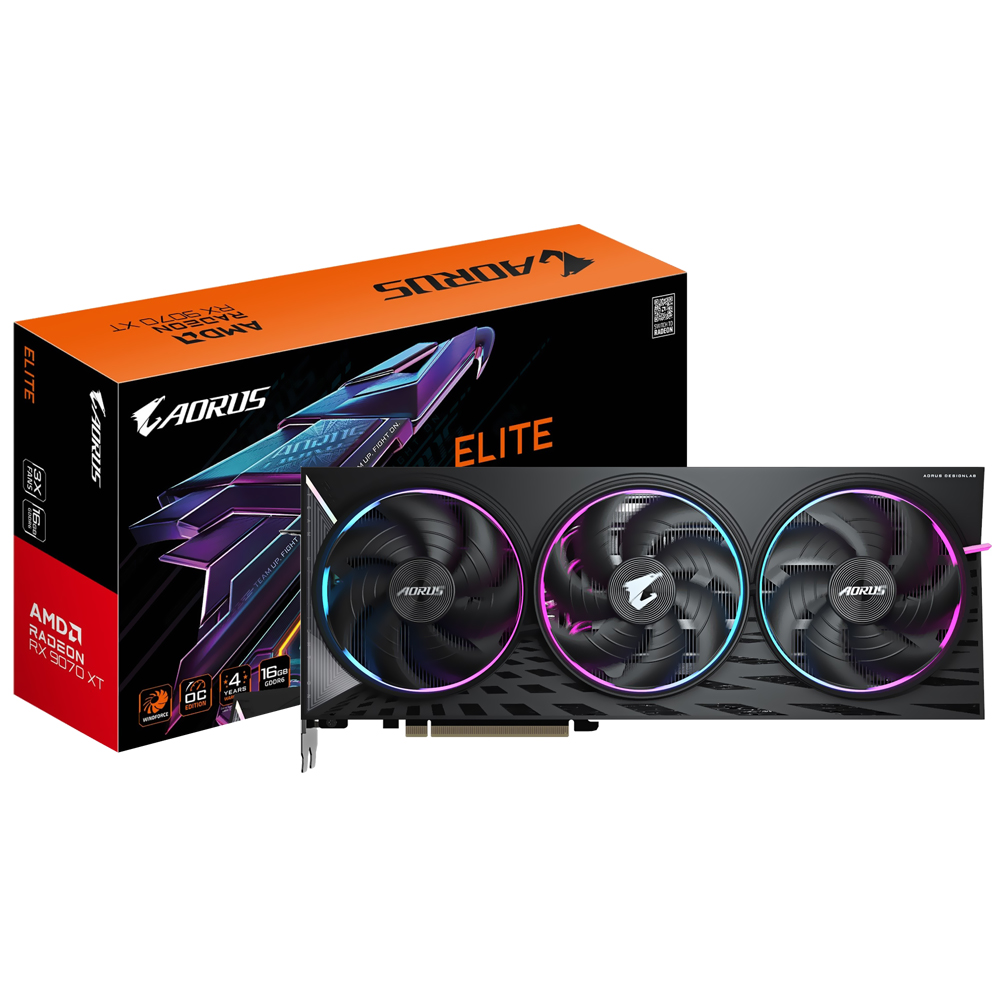 Placa de Vídeo Gigabyte AORUS Elite OC 16 GB Radeon RX9070 XT GDDR6 - GV-R9070XTAORUS E-16GD