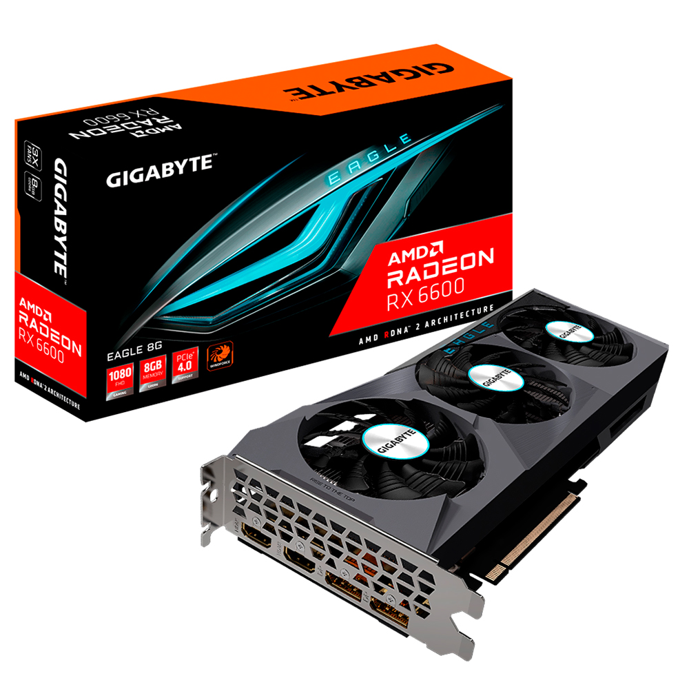 Placa de Vídeo Gigabyte Eagle 8GB Radeon RX6600 GDDR6 - GV-R66EAGLE-8GD