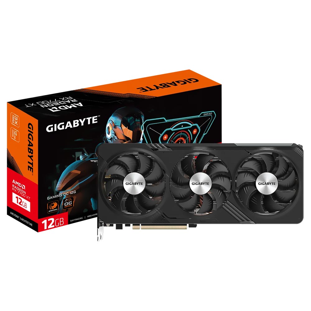 Placa de Vídeo Gigabyte Gaming OC WF 12GB Radeon RX7700 XT GDDR6 - GV-R77XTGAMING OC-12GD