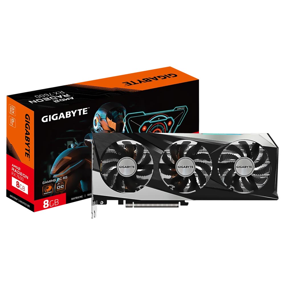 Placa de Vídeo Gigabyte Gaming OC WF 8GB Radeon RX7600 GDDR6 - GV