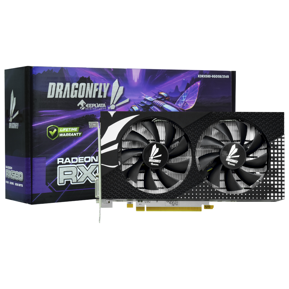 Placa de Vídeo Keepdata DragonFly 8GB Radeon RX580 GDDR5 - KDRX580-8GD5B/256B