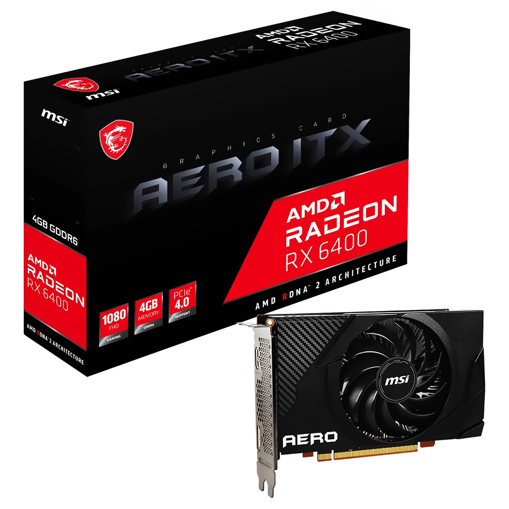 Placa de Vídeo MSI Aero ITX 4GB Radeon RX6400 GDDR6 - 912-V508-004
