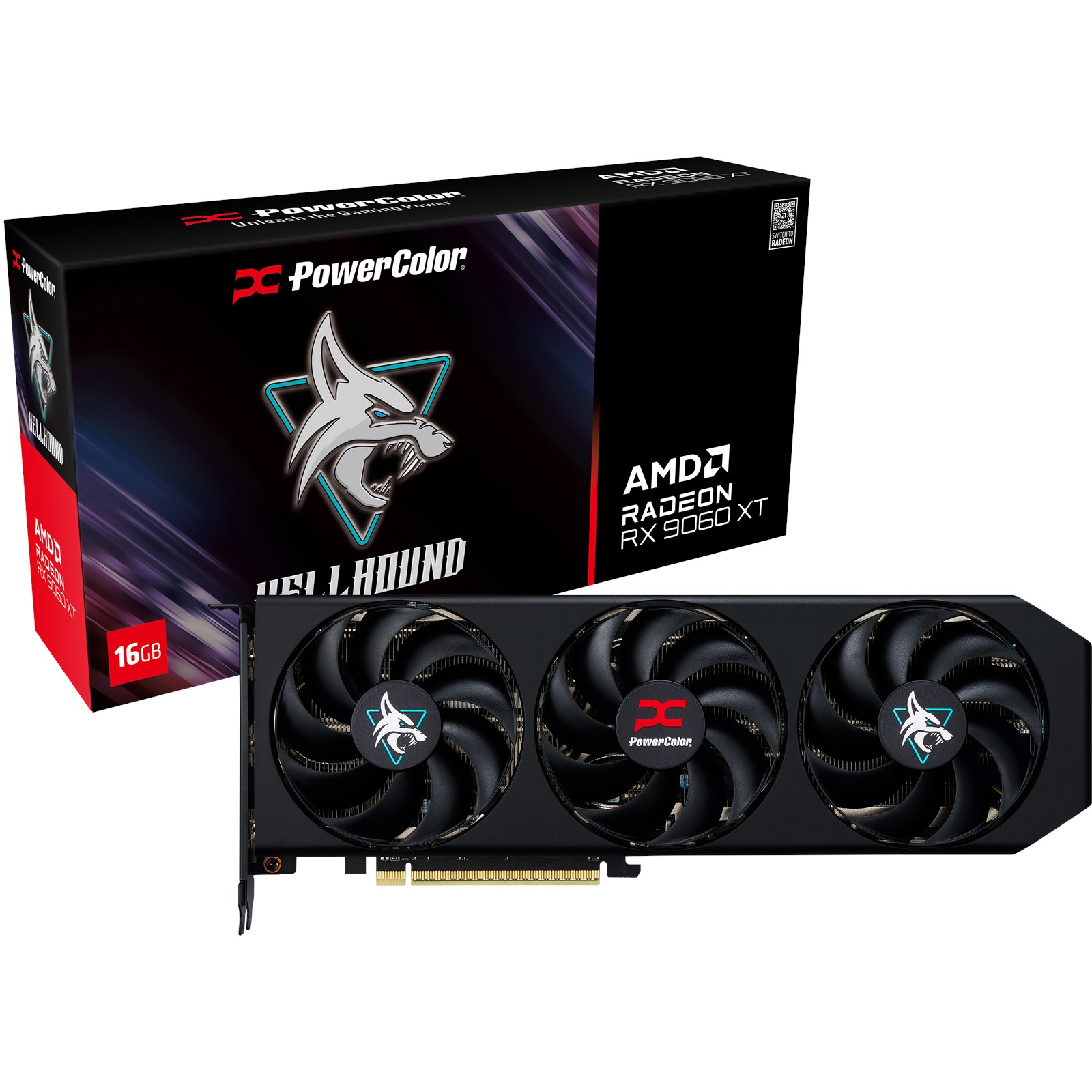 Placa de Vídeo PowerColor HellHound 16GB Radeon RX9060 XT GDDR6 - RX9060XT 16G-L/OC