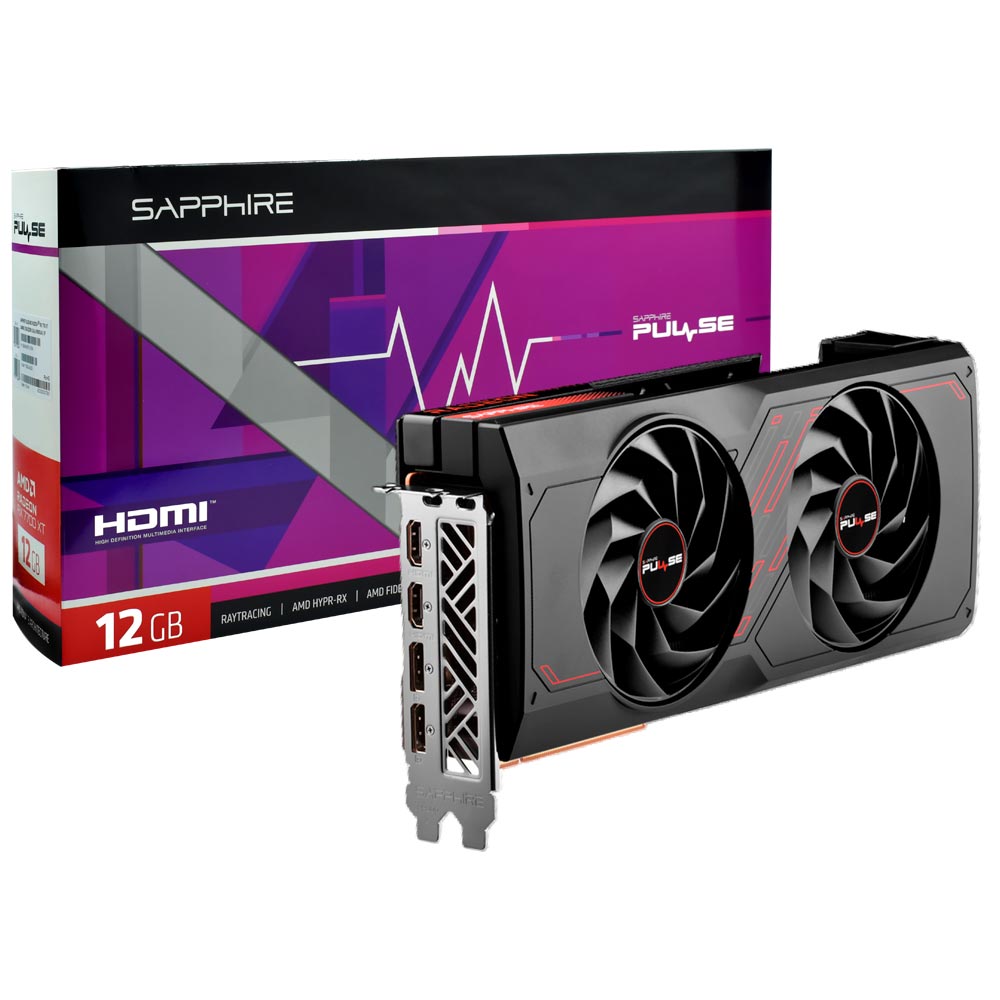 Placa de Vídeo Sapphire Pulse Gaming 12GB Radeon RX7700 XT GDDR6 - 11335-04-20G