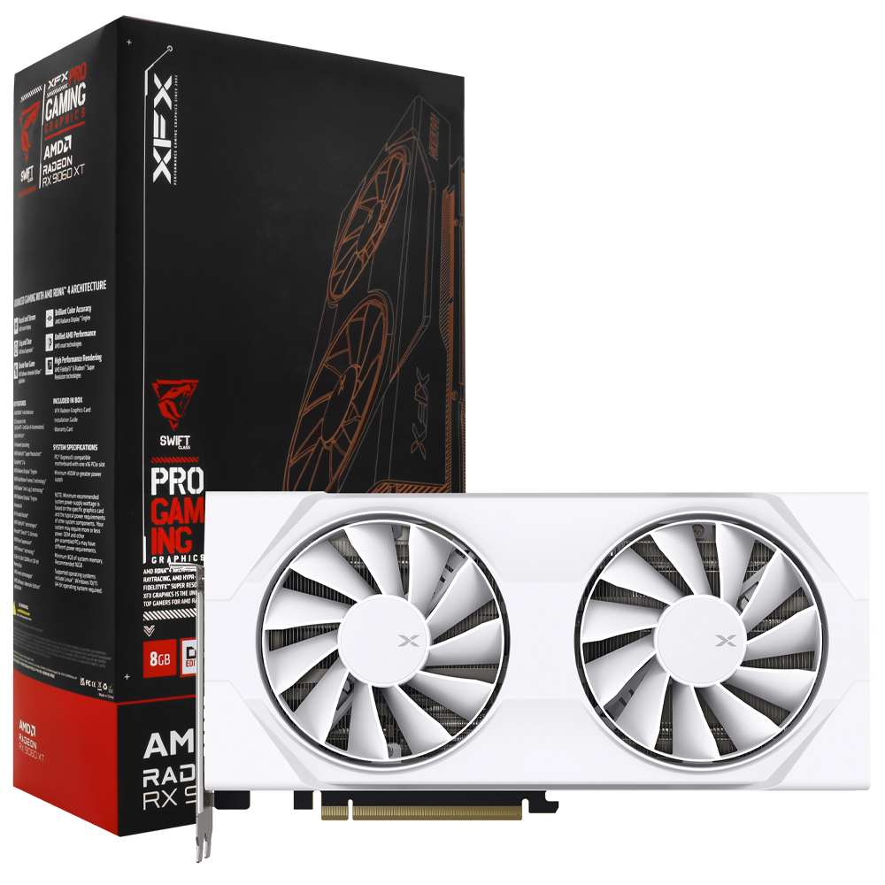 Placa de Vídeo XFX Swift OC Gaming White Edition 8GB Radeon RX9060 XT - RX-96TSW8GWQ