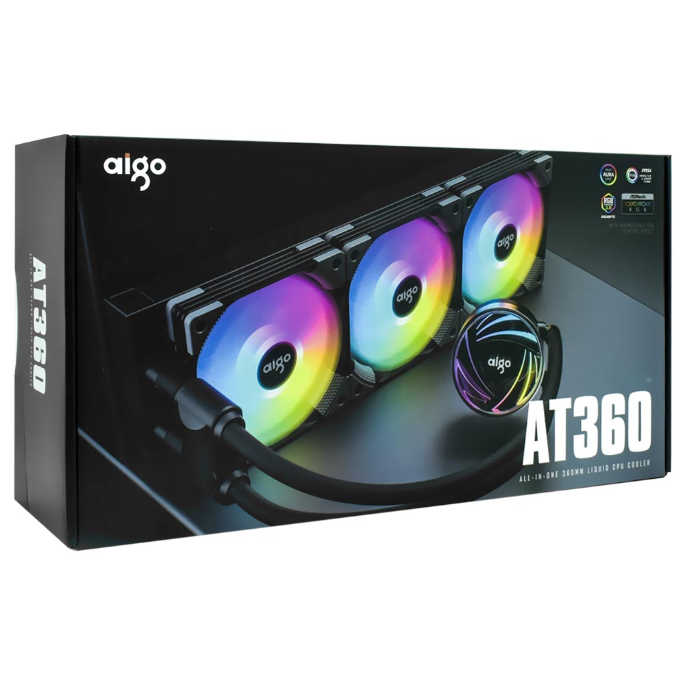 Water Cooler Aigo AT360 All In One 360MM RGB - Preto  