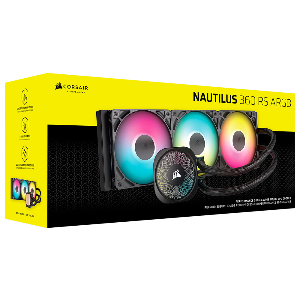 Water Cooler para Procesador Corsair Nautilus 360 RS ARGB 360MM - Preto (CW-9060093-WW)