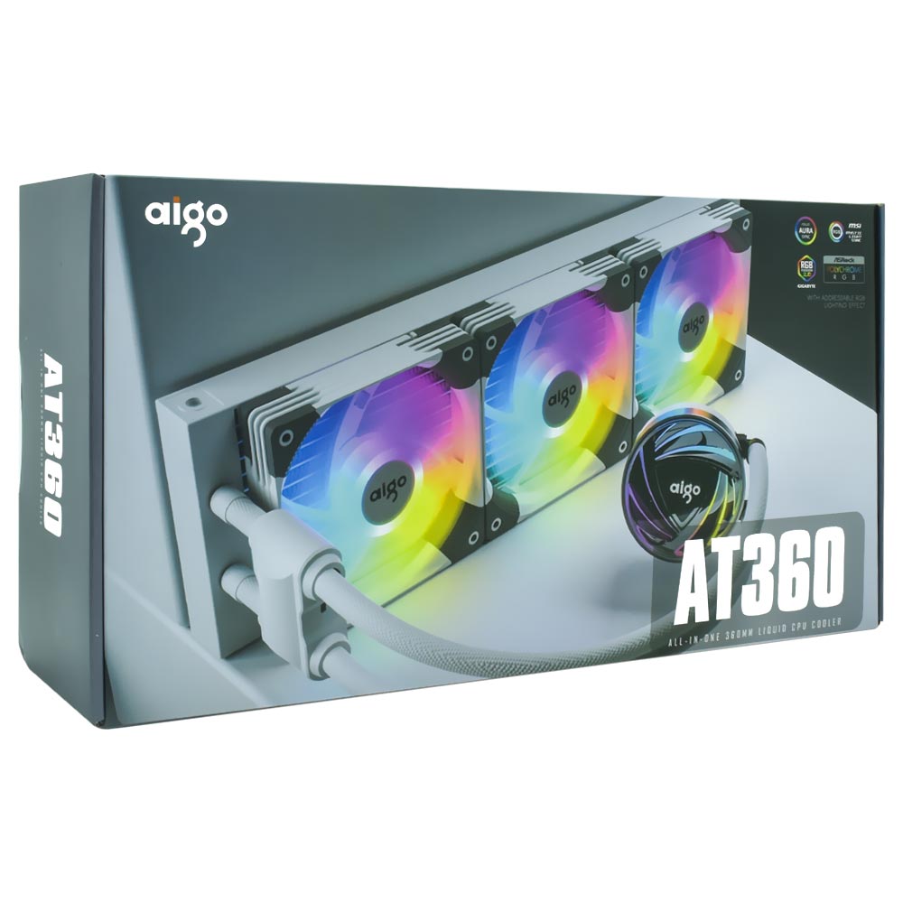 Water Cooler para Processador Aigo AT360 All-IN-ONE 360MM RGB - Branco