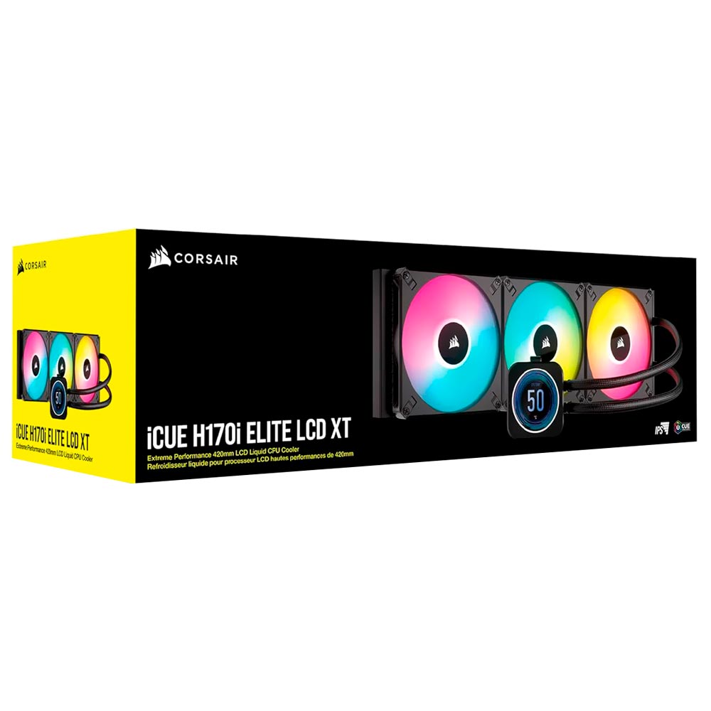Water Cooler para Processador Corsair H170I Elite LCD XT 420MM RGB Preto - CW-9060076-WW