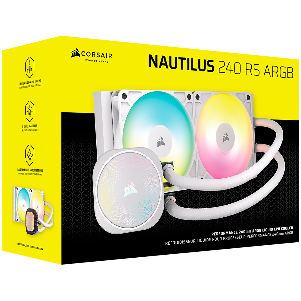 Water Cooler para Processador Corsair Nautilus 240 RS ARGB 240MM - Branco (CW-9060094-WW)