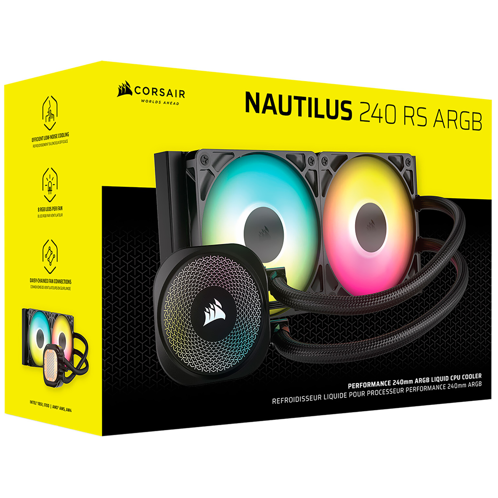 Water Cooler para Processador Corsair Nautilus 240 RS ARGB 240MM - Preto (CW-9060092-WW)