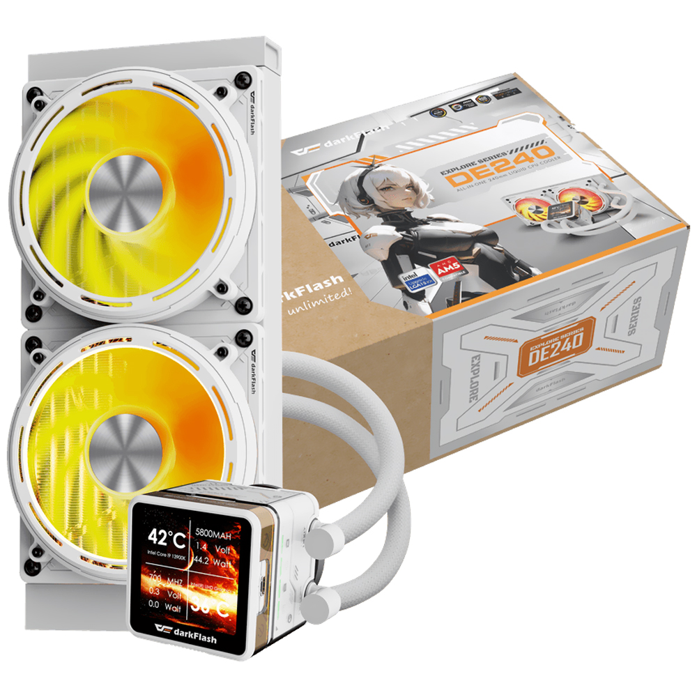 Water Cooler Para Processador darkFlash Explore Series DE240 240MM ARGB - Branco