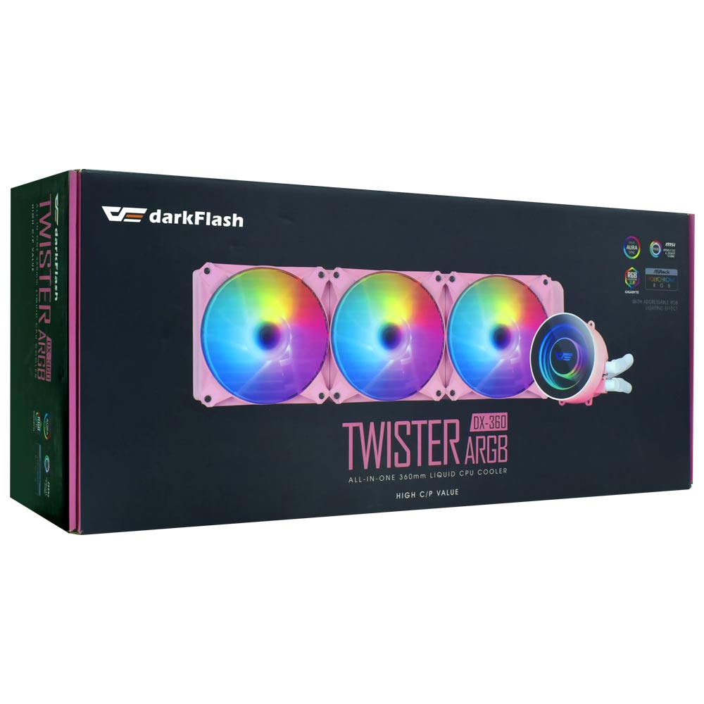 Water Cooler Para Processador darkFlash Twister DX-360 360MM ARGB - Rosa