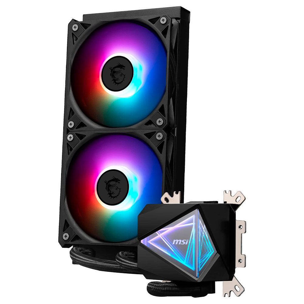 Water Cooler para Processador MSI Mag Coreliquid I240 Intel 1150-1200 AMD AM5-AM4 ARGB 240MM - Preto