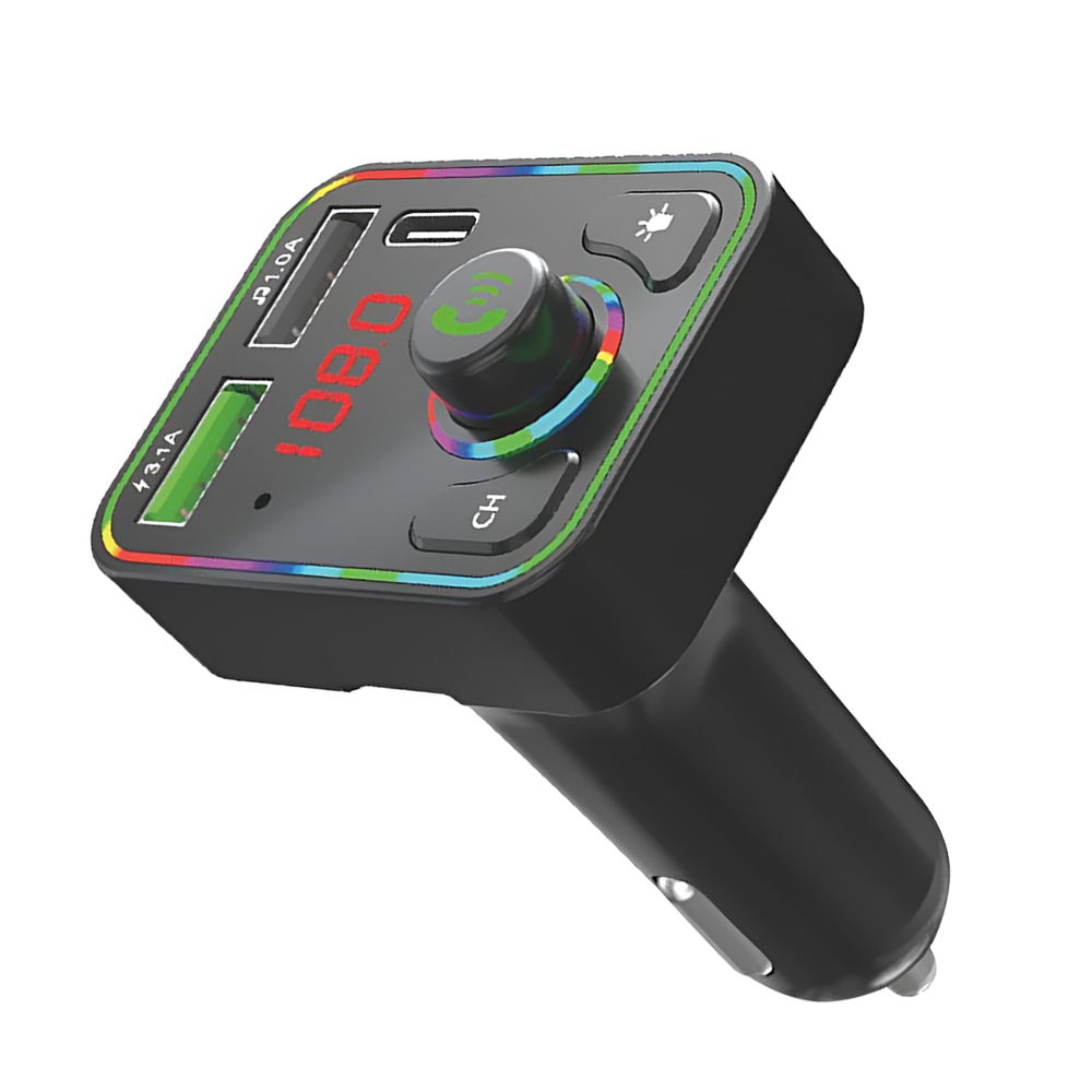 Transmissor Digital para Carro Satellite A-MP41 LED / Bluetooth / FM / TF / USB / USB-C / MP3 - Preto