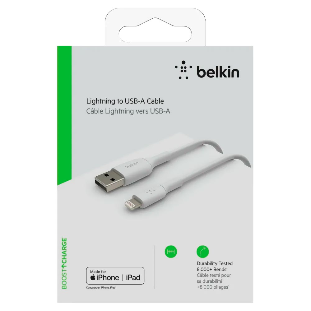 Cabo Belkin CAA001BT1MWH Lightning A USB Branco - 1M