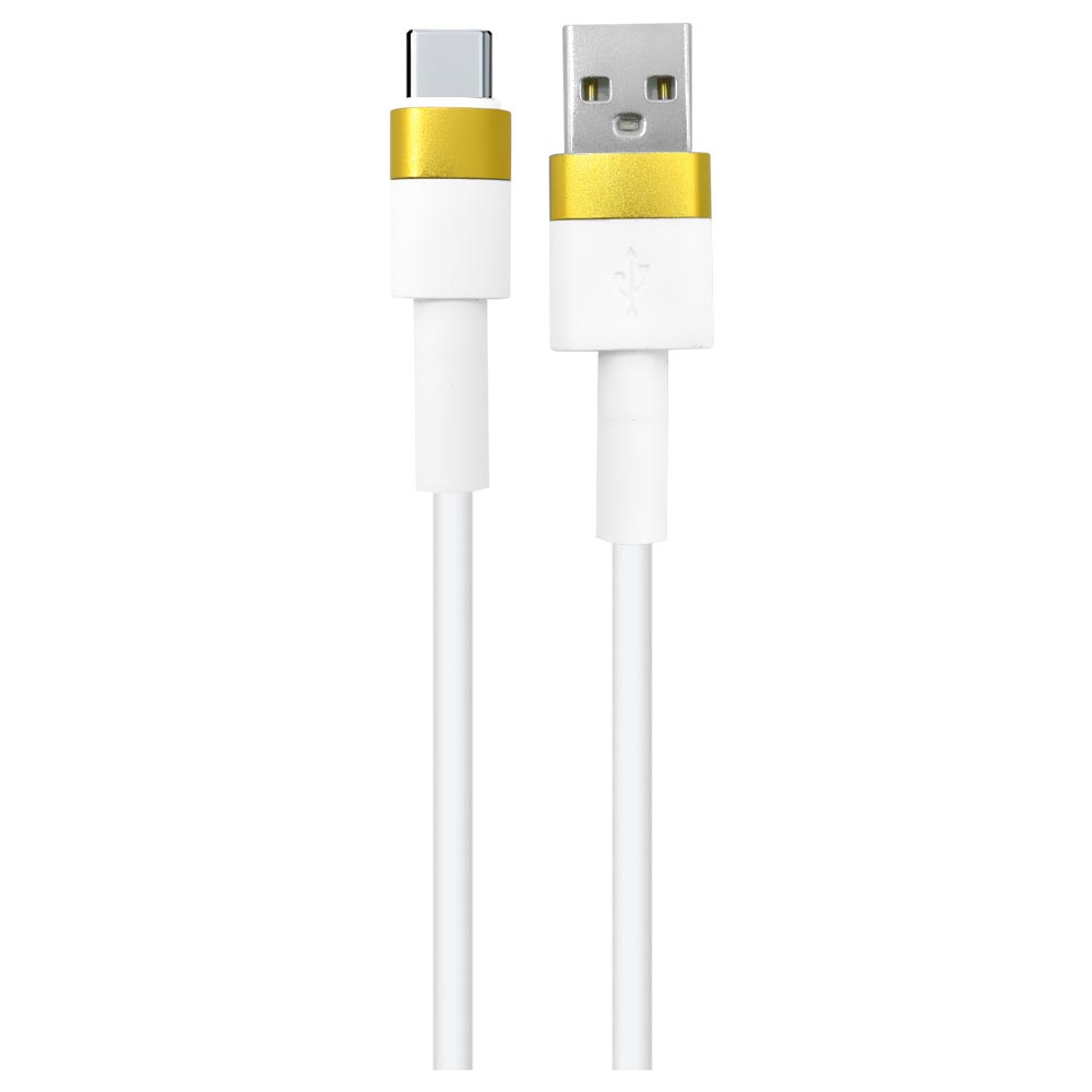 Cabo Data Type-C para USB Macho Branco / Dourado - 1M