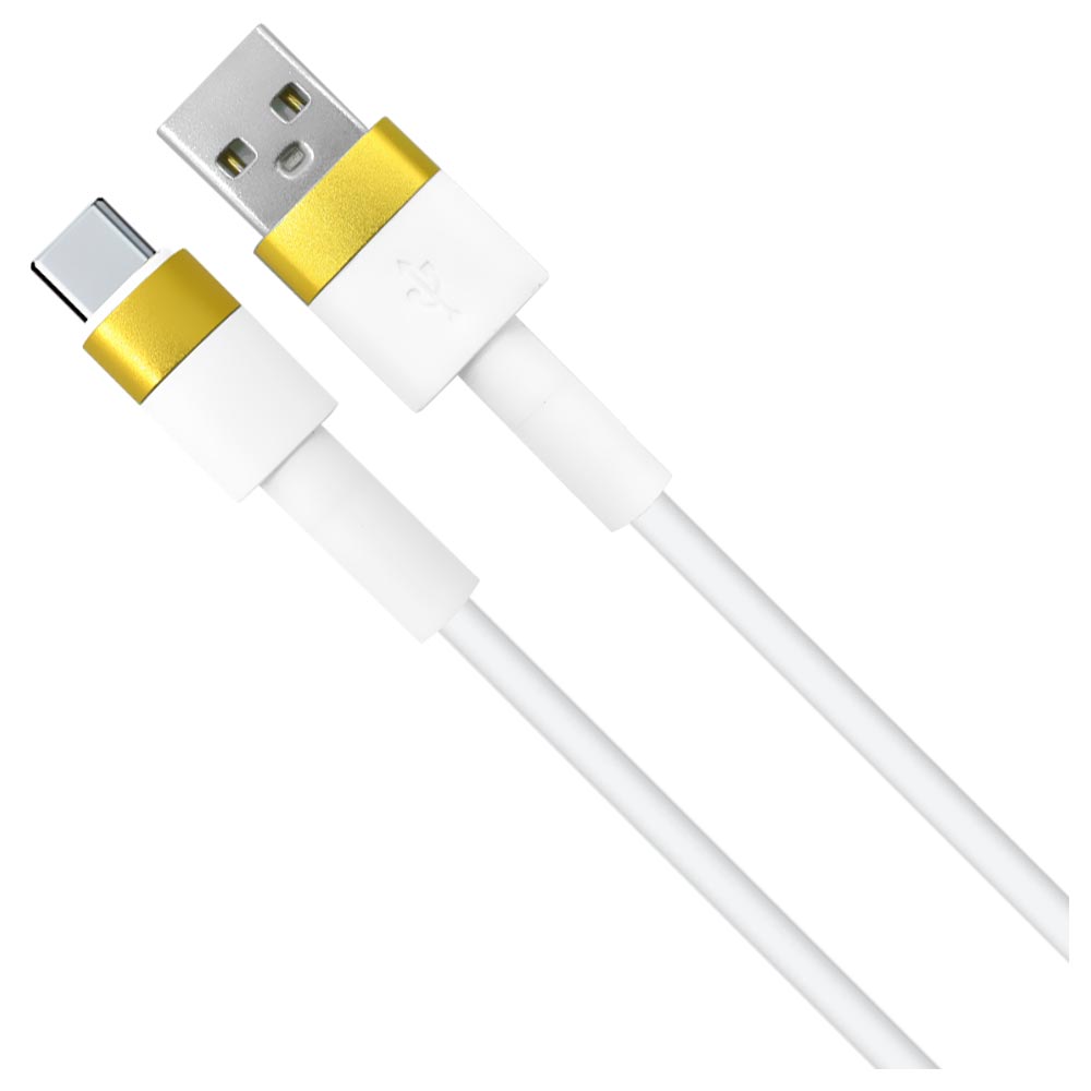 Cabo Data Type-C para USB Macho Branco / Dourado - 1M