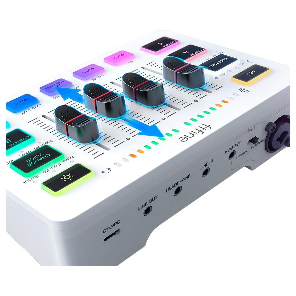 Fifine Mixer Ampligame SC3W RGB / USB / Type-C - Branco